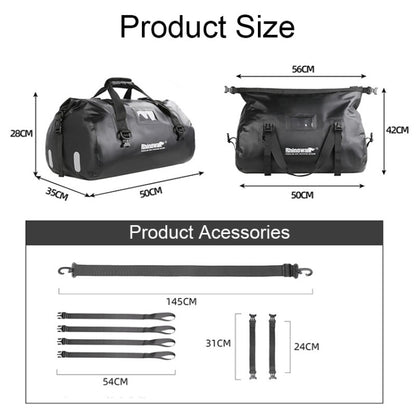 Rhinowalk MT20450 45L Large Capacity Portable Waterproof Motorcycle Tail Bag(Black) - Bags & Luggages by Rhinowalk | Online Shopping South Africa | PMC Jewellery | Buy Now Pay Later Mobicred