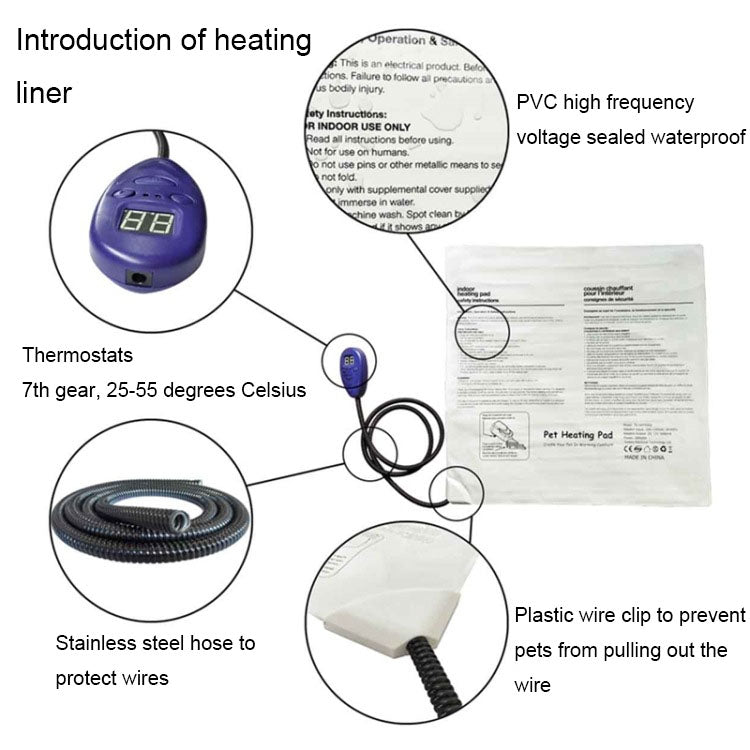50x50cm Blue 12V Low Voltage Multifunctional Warm Pet Heating Pad Pet Electric Blanket(EU Plug) - Pads by PMC TechLife | Online Shopping South Africa | PMC TechLife