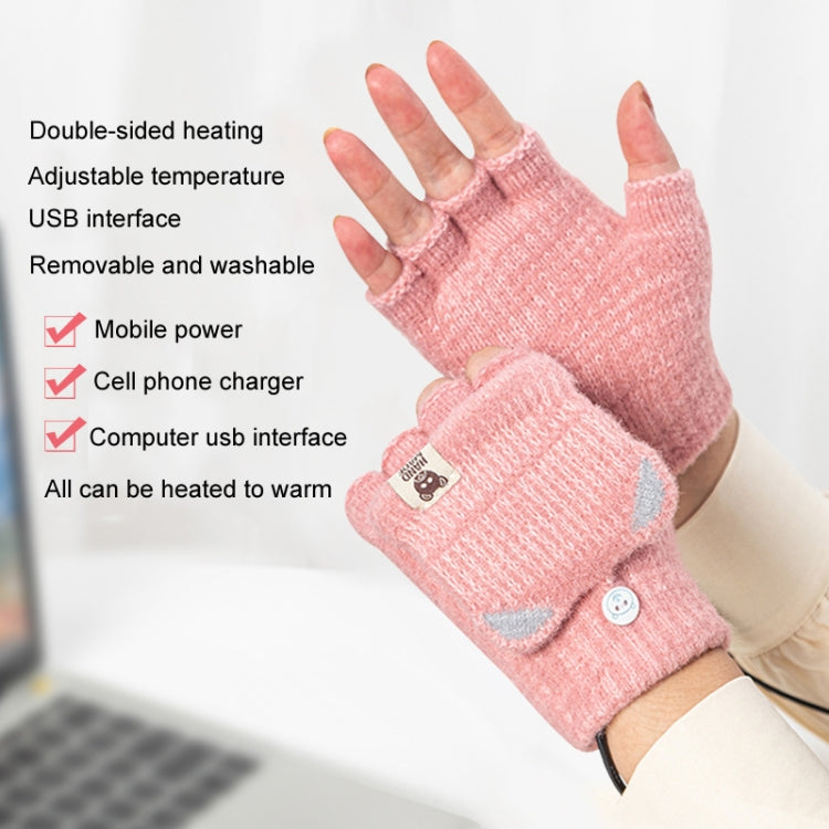 Winter Office USB Heating Warm Half Finger with Cover Gloves Heated Pad, Size: Free Size(Black) - Safety Gloves by PMC Jewellery | Online Shopping South Africa | PMC Jewellery