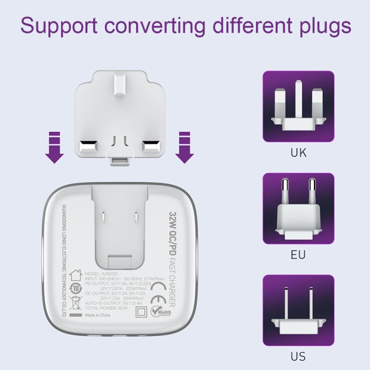 LDNIO A3513Q 32W QC3.0 3 USB Ports Phone Adapter EU Plug with Micro USB Cable - free shipping - PMC TechLife - Order now!