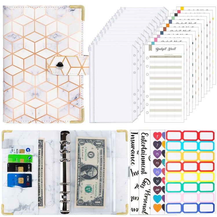 A6 Leather Loose-leaf Budget Book Handbook Notepad(Marbled White) - Notebooks by PMc TechLife | Online Shopping South Africa | PMc TechLife | Buy Now Pay Later Mobicred