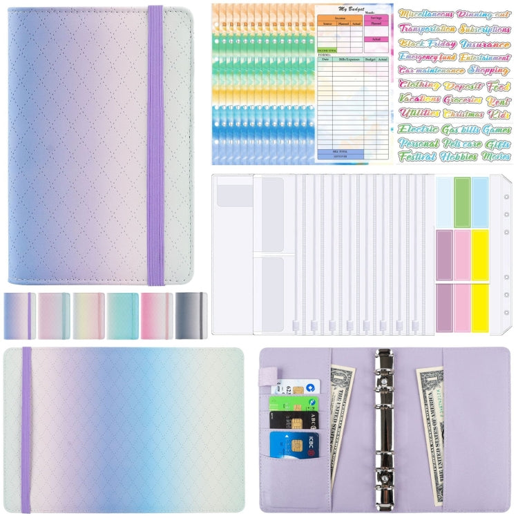 A6 Gradient Macaroon Loose-leaf Handbook Cash Budget Book(Blue Green Purple) - Notebooks by PMC TechLife | Online Shopping South Africa | PMC TechLife