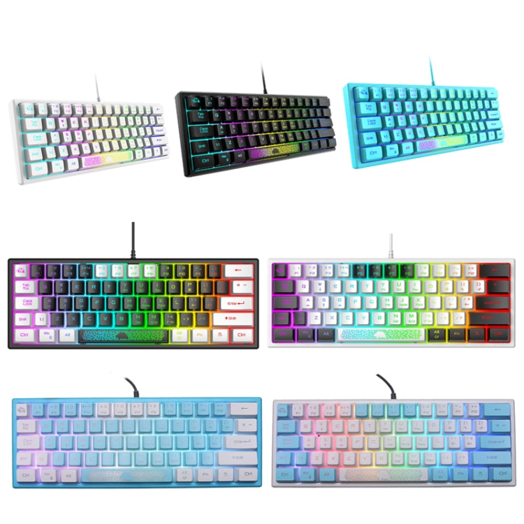 ZIYOULANG K61 62 Keys Game RGB Lighting Notebook Wired Keyboard, Cable Length: 1.5m(Black White) - Wired Keyboard by ZIYOULANG | Online Shopping South Africa | PMC Jewellery | Buy Now Pay Later Mobicred