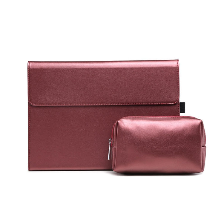 For Microsoft Surface Pro 9 Tablet Protective Case Holder(Microfiber Lambskin Texture Red Case + Power Supply Bag) - Others by PMC Jewellery | Online Shopping South Africa | PMC Jewellery | Buy Now Pay Later Mobicred