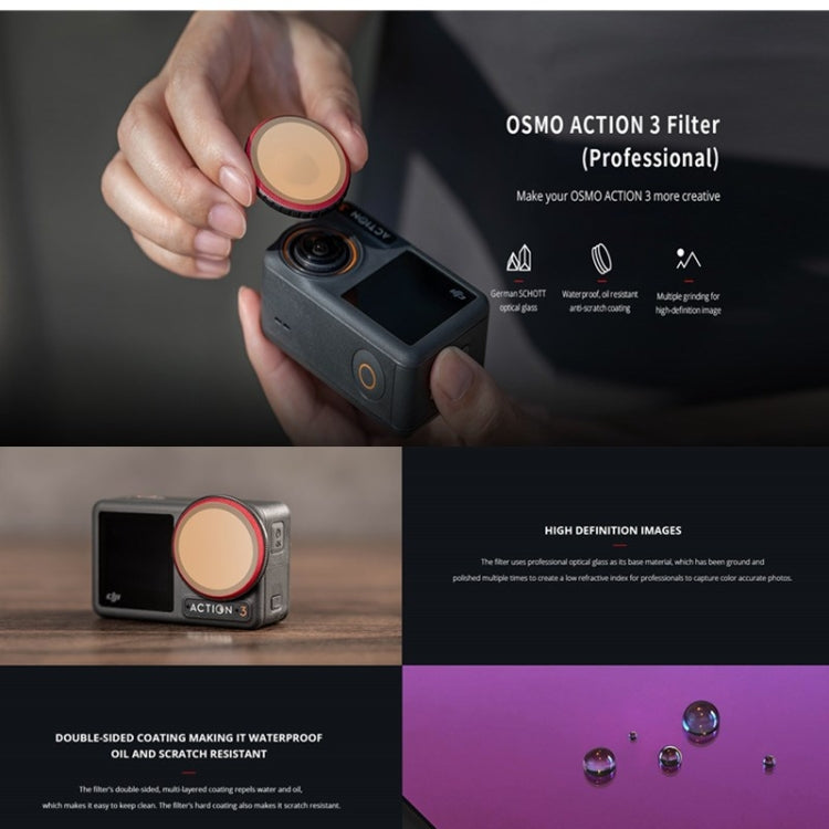 PGYTECH  For DJI OSMO Action 3 Filter Camera Lens Pro Version,Spec: NDPL 8/16/32/64 - free shipping - PMC TechLife - Order now!