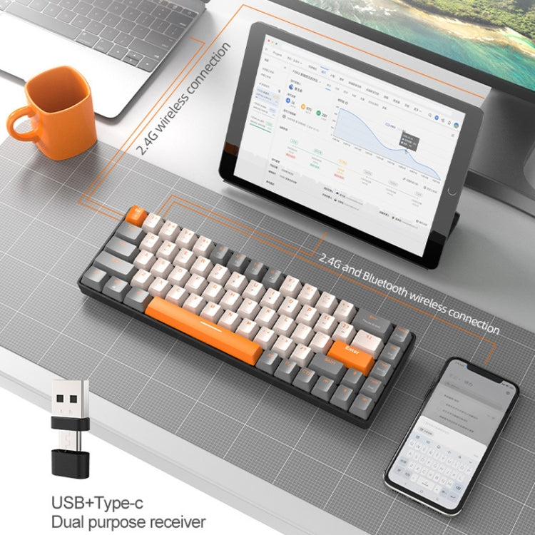 ZIYOU LANG K68 68 Keys Bluetooth Wireless Dual Model Mechanical Keyboard, Style: Red Shaft Version (Gray) - free shipping - PMC Jewellery - Order now!