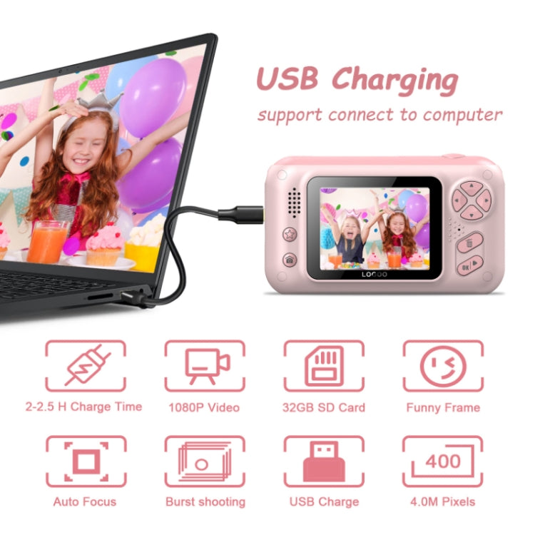 2.4 Inch Children HD Reversible Photo SLR Camera, Color: Pink + 8G Memory Card + Card Reader - Children Cameras by PMC Jewellery | Online Shopping South Africa | PMC Jewellery | Buy Now Pay Later Mobicred