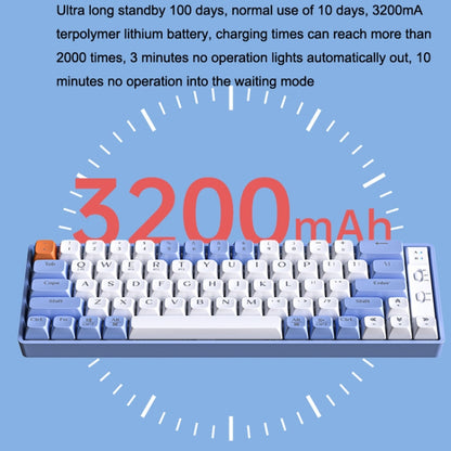 LANGTU GK65 65 Keys Wireless / Bluetooth / Wired Three Model Game Mechanical Keyboard, Cable Length: 1.5m(Sky Blue) - Wireless Keyboard by LANGTU | Online Shopping South Africa | PMC Jewellery | Buy Now Pay Later Mobicred