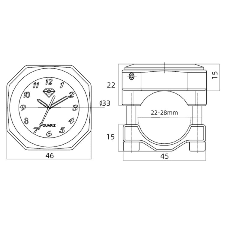 L1 Motorcycles Waterproof Outdoor Clock Temperature Gauge, Color: Temperature Black Silver - Others by PMC Jewellery | Online Shopping South Africa | PMC Jewellery | Buy Now Pay Later Mobicred