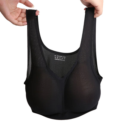 CD Crossdressing Silicone Fake Breast Vest Underwear, Size: B+M 600g(Black+Fake Breast) - Fake Breasts by PMC Jewellery | Online Shopping South Africa | PMC Jewellery