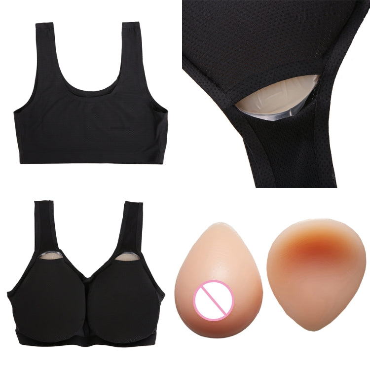 CD Crossdressing Silicone Fake Breast Vest Underwear, Size: B+M 600g(Black+Fake Breast) - Fake Breasts by PMC Jewellery | Online Shopping South Africa | PMC Jewellery