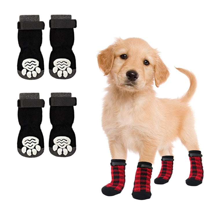 4pcs Dog Knitted Breathable Footwear Outdoor Non-slip Pet Socks, Size: S(Black) - Socks by PMC Jewellery | Online Shopping South Africa | PMC Jewellery