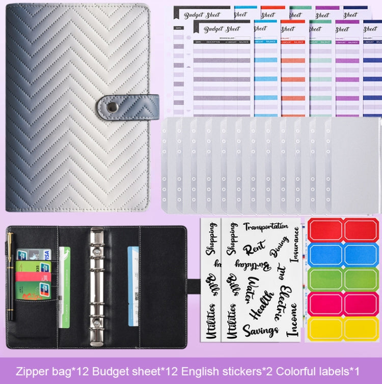 A6 PU Macaron Gradient Color Loose-leaf Notepad Notebook Budget Book(Purple) - Notebooks by PMC TechLife | Online Shopping South Africa | PMC TechLife
