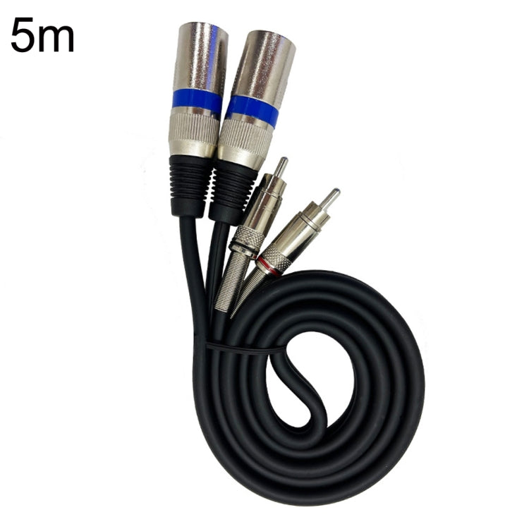 2RCA Male 2XLR Caron Male Speaker Audio Balance Cable, Length: 5m - Microphone Audio Cable & Connector by PMC Jewellery | Online Shopping South Africa | PMC Jewellery | Buy Now Pay Later Mobicred