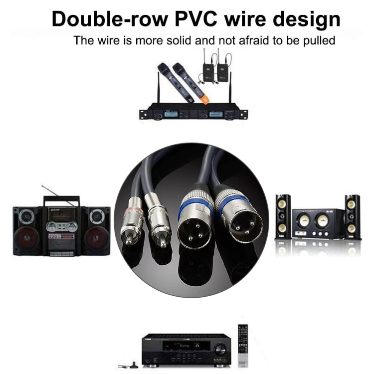 2RCA Male 2XLR Caron Male Speaker Audio Balance Cable, Length: 5m - Microphone Audio Cable & Connector by PMC Jewellery | Online Shopping South Africa | PMC Jewellery | Buy Now Pay Later Mobicred