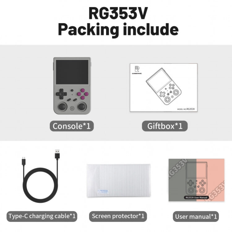 ANBERNIC RG353V  3.5 Inch Wireless Game Box Android 11 Linux OS Handheld Game Console 256G 35000 Games(Transparent Black) - free shipping - PMC TechLife - Order now!