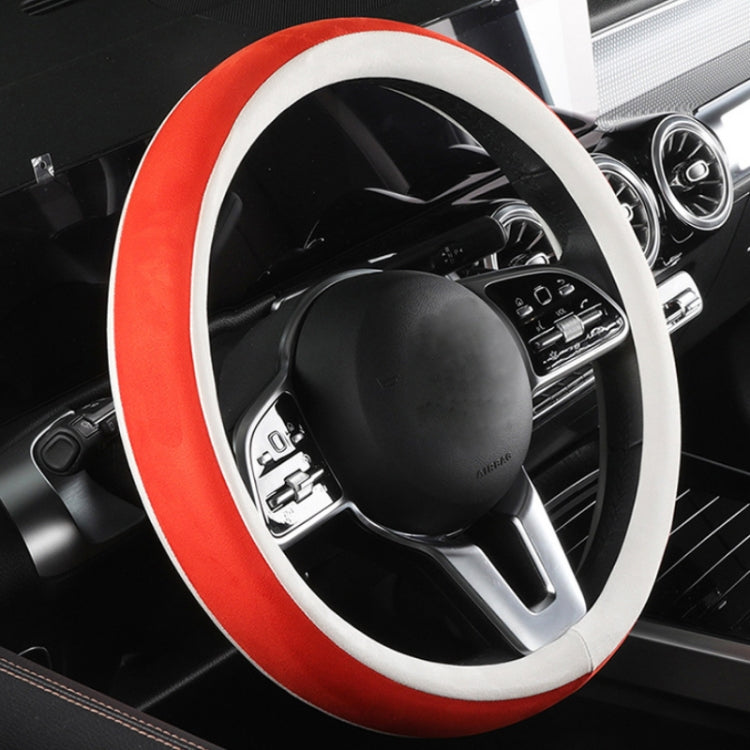 Car Steering Wheel Short Plush Winter Non-slip Grip Cover, Size: 38cm(D Shaped Orange) - Steering Wheel Accessories by PMC TechLife | Online Shopping South Africa | PMC TechLife | Buy Now Pay Later Mobicred