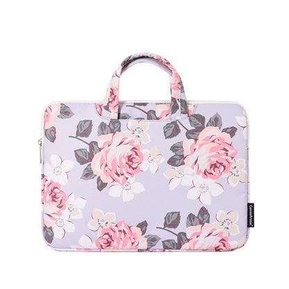 H40-B01 White Rose Pattern Laptop Case Bag Computer Liner Bag With Handle, Size: 15 Inch(Grey) - 15 inch by PMC Jewellery | Online Shopping South Africa | PMC Jewellery