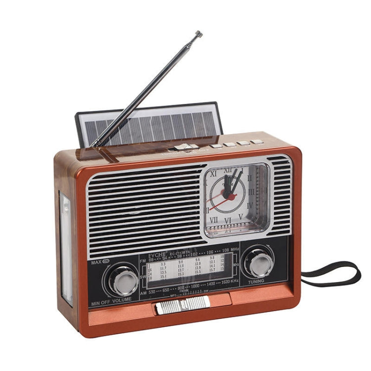 BAIJIALI  EC-2113BTS Retro Wood Grain Clock Player Wireless Solar Energy With Lamp Outdoor Radio(Shallow Peach Wood Grain) - Radio Player by BAIJIALI | Online Shopping South Africa | PMC Jewellery