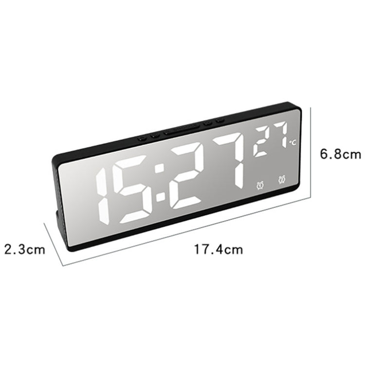 6631 LED Digital Display Multifunctional Electronic Clock Desktop Temperature Mirror Alarm Clock(White Light) - Alarm Clocks by PMc TechLife | Online Shopping South Africa | PMc TechLife | Buy Now Pay Later Mobicred