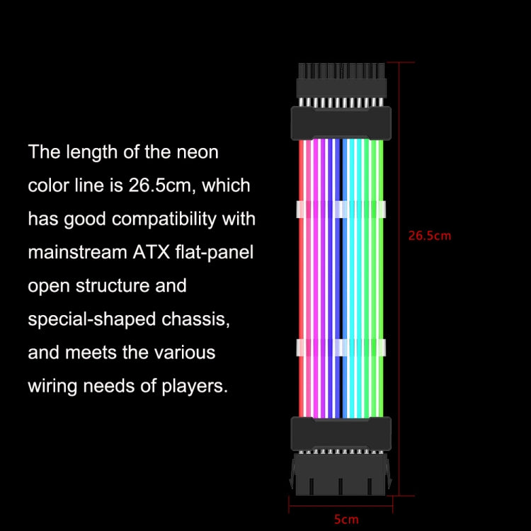 24pin Motherboard Power Supply Light Wire White 5V ARGB Neon Color Line - free shipping - PMC TechLife - Order now!