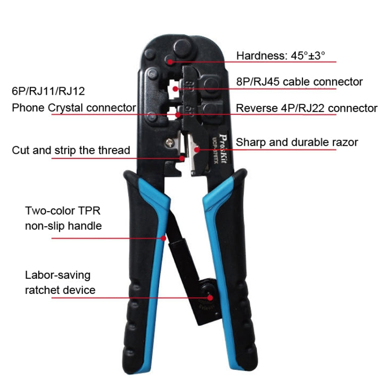 ProsKit UCP-376TX 4P/6P/8P Three-Purpose Network Crimping Plier - Pliers by ProsKit | Online Shopping South Africa | PMC Jewellery | Buy Now Pay Later Mobicred