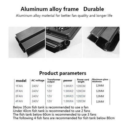 Fish Tank Cooling Fan Cooling Silent Aquarium Fan, Specification: 4 Head EU Plug - Fish Tanks & Accessories by PMC Jewellery | Online Shopping South Africa | PMC Jewellery