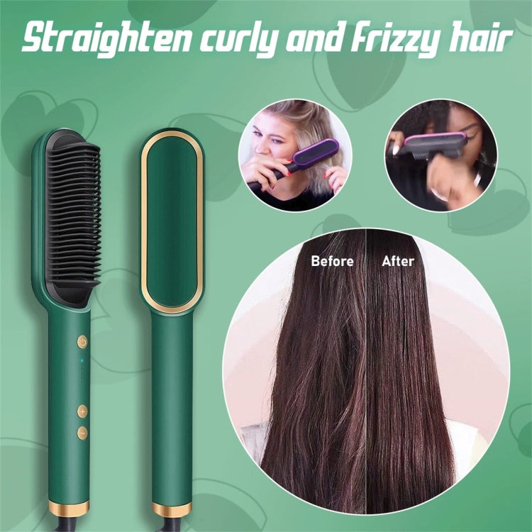 2 In 1 Hair Straightener Brush And Curler Negative Ion Hair Straightener Styling Comb(Green) - Hair Curler by PMC Jewellery | Online Shopping South Africa | PMC Jewellery