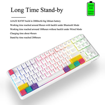 Ajazz K870T 87-Key RGB Office Game Phone Tablet Bluetooth/Wired Dual-Mode Mechanical Keyboard Tea Shaft (White) - Wired Keyboard by Ajazz | Online Shopping South Africa | PMC Jewellery | Buy Now Pay Later Mobicred