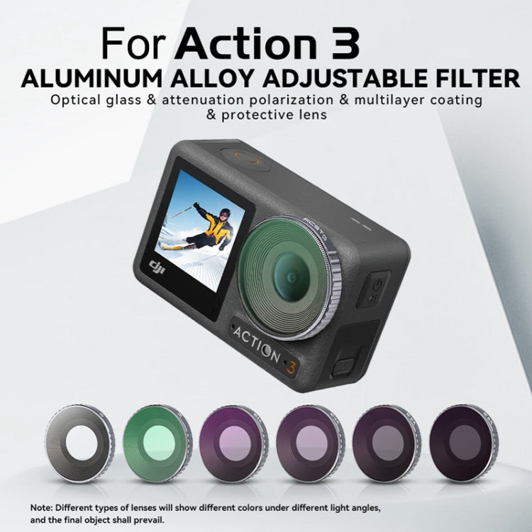 RCSTQ For DJI Osmo Action 3 Aluminum Alloy Adjustable Filter Sports Camera Filter, Style: ND8/PL+ND16/PL+ND32/PL+ND64/PL -  by RCSTQ | Online Shopping South Africa | PMC Jewellery | Buy Now Pay Later Mobicred