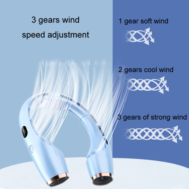 USB Charging Big Wind Cooling Leafless Hanging Neck Fan(Blue) - Electric Fans by PMC TechLife | Online Shopping South Africa | PMC TechLife | Buy Now Pay Later Mobicred