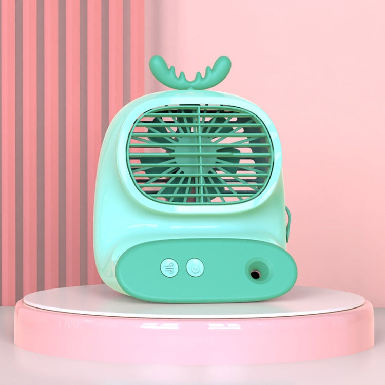 CS1319 Desktop Small Hydrating Spray Cartoon Fan Rechargeable Silent Humidifying Fan(Deer Green) - Electric Fans by PMC Jewellery | Online Shopping South Africa | PMC Jewellery | Buy Now Pay Later Mobicred