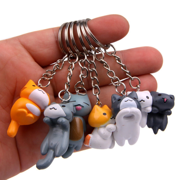 6pcs/set Cat Cartoon Key Chain Car Key Ring Couple Bag Pendant - Key Rings by PMC Jewellery | Online Shopping South Africa | PMC Jewellery