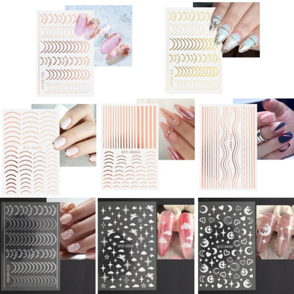 Gold Silver Manicure Stickers Imitation Metal Line Adhesive Nail Stickers(Stz-GS104 Gold) - Nail Stickers by PMC Jewellery | Online Shopping South Africa | PMC Jewellery | Buy Now Pay Later Mobicred