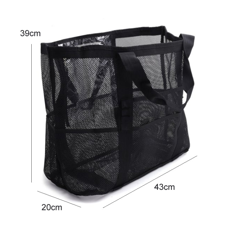 Large Capacity Mesh Swimming Tote Beach Bag(Black) - Storage Bags by PMC Jewellery | Online Shopping South Africa | PMC Jewellery