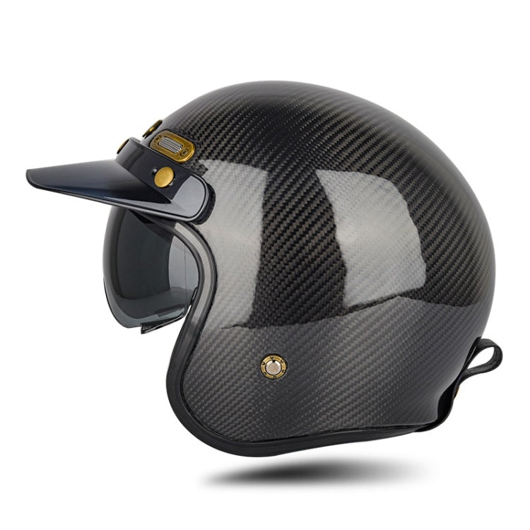 SOMAN Motorcycle Four Seasons Carbon Fiber Half Helmet, Color: Bright Carbon Fiber(XL) - Helmets by SOMAN | Online Shopping South Africa | PMC Jewellery | Buy Now Pay Later Mobicred