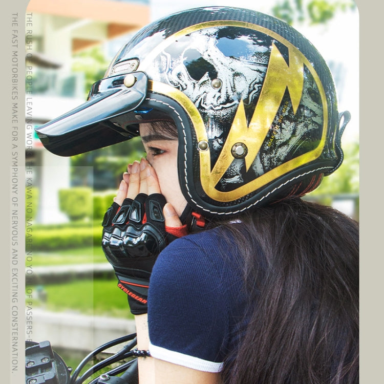 SOMAN Motorcycle Four Seasons Carbon Fiber Half Helmet, Color: Carbon Fiber Silver Lightning(XXL) - Helmets by SOMAN | Online Shopping South Africa | PMC Jewellery | Buy Now Pay Later Mobicred