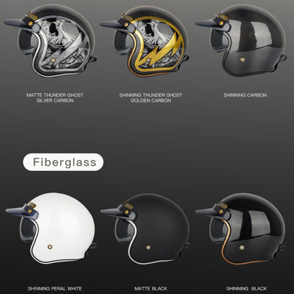 SOMAN Motorcycle Four Seasons Carbon Fiber Half Helmet, Color: Bright Carbon Fiber(XL) - Helmets by SOMAN | Online Shopping South Africa | PMC Jewellery | Buy Now Pay Later Mobicred