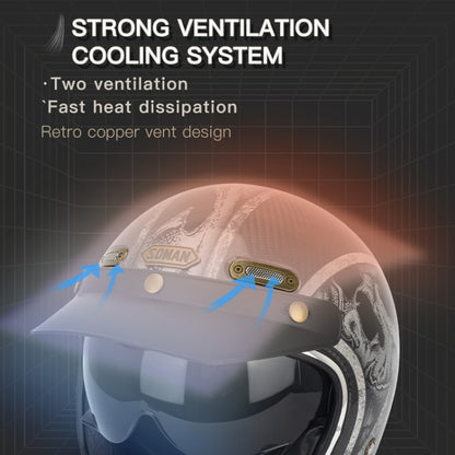 SOMAN Motorcycle Four Seasons Carbon Fiber Half Helmet, Color: Bright Carbon Fiber(L) - Helmets by SOMAN | Online Shopping South Africa | PMC Jewellery | Buy Now Pay Later Mobicred
