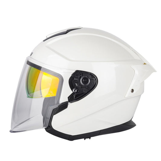 SOMAN Motorcycle Electric Bicycle Dual Lens Riding Helmet, Size: S(Pearl White) - Helmets by SOMAN | Online Shopping South Africa | PMC Jewellery | Buy Now Pay Later Mobicred