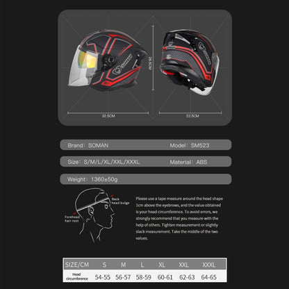 SOMAN Motorcycle Electric Bicycle Dual Lens Riding Helmet, Size: XL(Bright Back) - Helmets by SOMAN | Online Shopping South Africa | PMC Jewellery | Buy Now Pay Later Mobicred