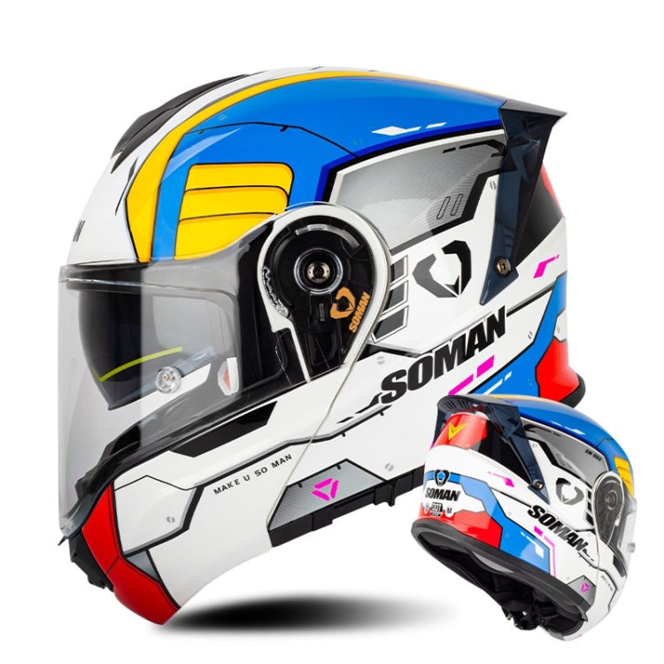 SOMAN Racing Motorcycle Double Lens Riding Safety Helmet, Size: L(Mobile Suit) - Helmets by SOMAN | Online Shopping South Africa | PMC Jewellery | Buy Now Pay Later Mobicred