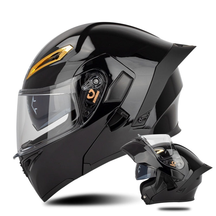 SOMAN Motorcycle Dual Lens Riding Peel-Off Full Coverage Helmet, Size: S(Bright Black) - free shipping - PMC TechLife - Order now!