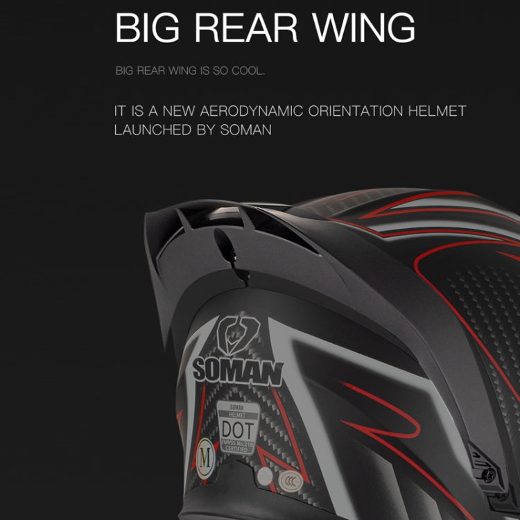 SOMAN Motorcycle Dual Lens Riding Peel-Off Full Coverage Helmet, Size: L(Matt Black Blue) - free shipping - PMC TechLife - Order now!