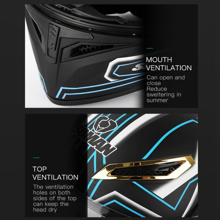 SOMAN Motorcycle Dual Lens Riding Peel-Off Full Coverage Helmet, Size: L(Black Red Track) - free shipping - PMC TechLife - Order now!