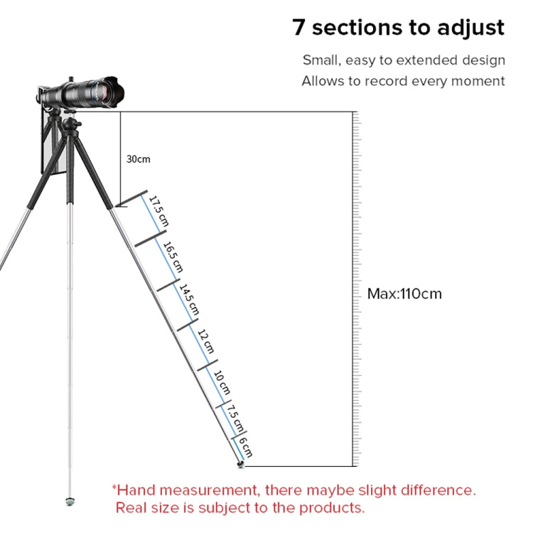 APEXEL APL-JJ09 Mobile Selfie Live Streaming Portable Stretch Telephoto Tripod(Black) - Stand by APEXEL | Online Shopping South Africa | PMC Jewellery | Buy Now Pay Later Mobicred