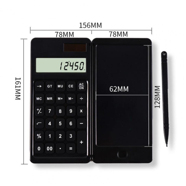 Solar Calculator Handwriting Board Learning Office Portable Folding LCD Writing Board(Black) -  by PMC Jewellery | Online Shopping South Africa | PMC Jewellery | Buy Now Pay Later Mobicred