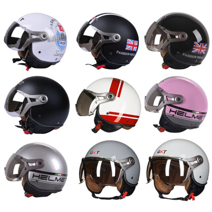 GXT Electric Vehicle Half Cover Helmet Four Seasons Retro Helmet, Size: L(Painted White Red Stripes) - Helmets by GXT | Online Shopping South Africa | PMC Jewellery | Buy Now Pay Later Mobicred