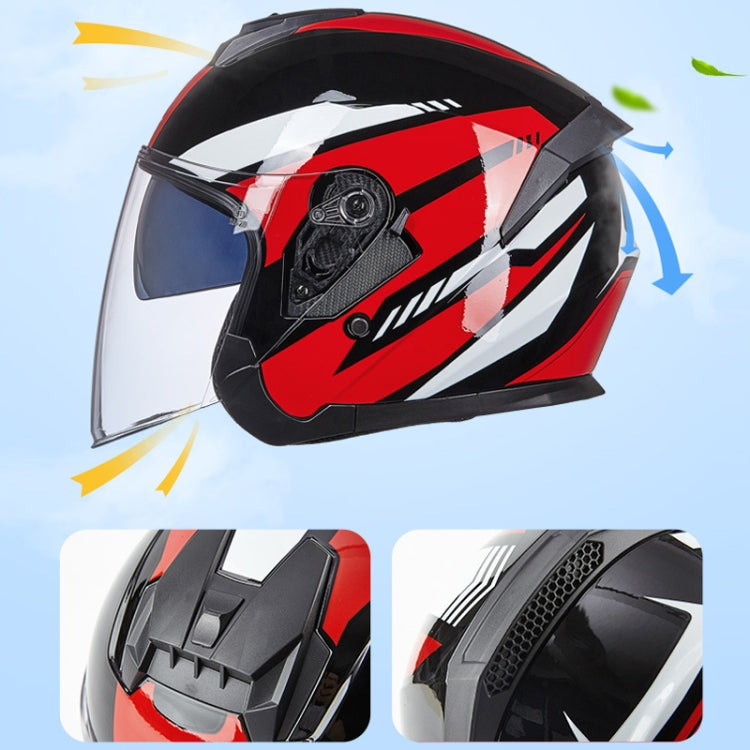 GXT Electric Vehicle Four Seasons Sun Protection & Windshield Double Lens Helmet, Size: M(Bright Black Red) - Helmets by GXT | Online Shopping South Africa | PMC Jewellery | Buy Now Pay Later Mobicred