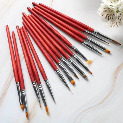 15pcs/set Wooden Rod Nail Brush Beauty Armor Tools Color Painting Pen Drawing Pen - Nail Art Equipment by PMC Jewellery | Online Shopping South Africa | PMC Jewellery | Buy Now Pay Later Mobicred